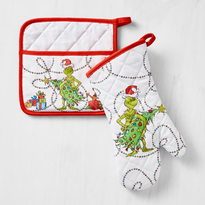 Dr The Grinch Set of 2 Oven Mitts Seuss 