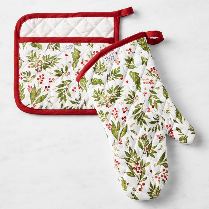 Noel Floral Oven Mitt & Potholder Set | Williams Sonoma