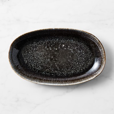 Cyprus Reactive Glaze Small Oval Platter, Black