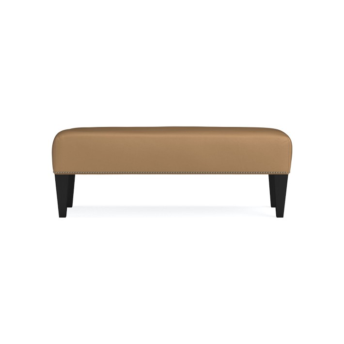 Fairfax Leather Bench Ottoman Tapered Leg with Smooth Top Williams