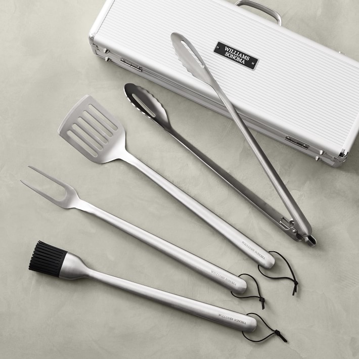Williams Sonoma StainlessSteel Handled 4Piece BBQ Tool Set with