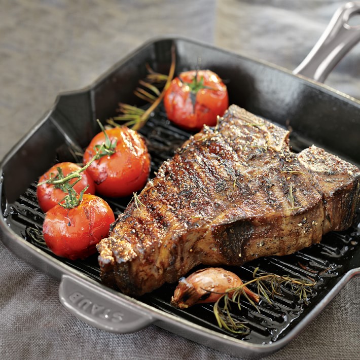 Staub Cast Iron Grill Pan with Side Spouts Williams Sonoma