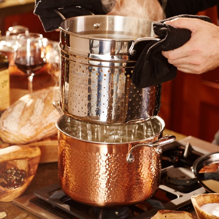 Lagostina Martellata Hammered Copper Pasta Pot Williams Sonoma