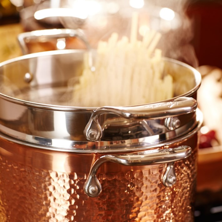 Lagostina Martellata Hammered Copper Pasta Pot Williams Sonoma