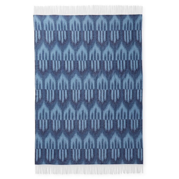 Blue Schumacher Bukhara Ikat Cashmere Blanket Williams Sonoma