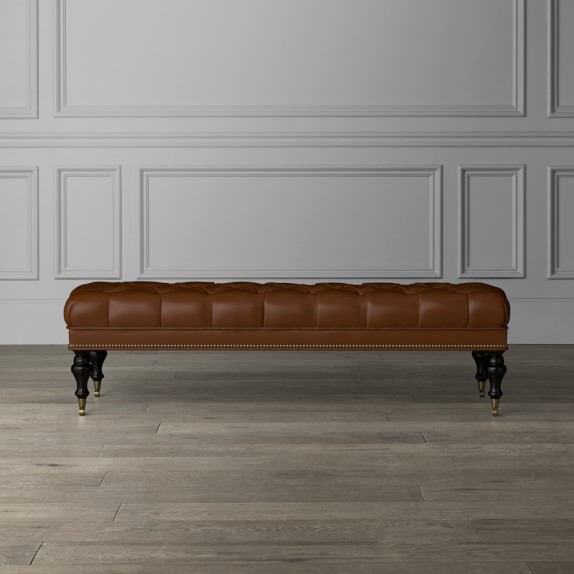 leather tufted bench