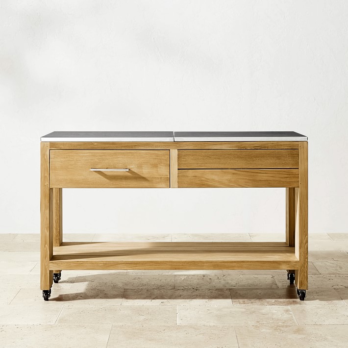 Larnaca Outdoor Natural Teak Prep Table Williams Sonoma