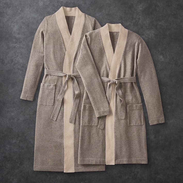 Fossil & Oatmeal Chambers® Two Tone Cashmere Bathrobe Williams Sonoma