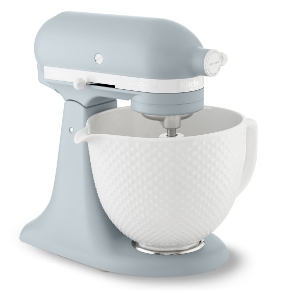 kitchenaid artisan stand mixer with ceramic hobnail bowl