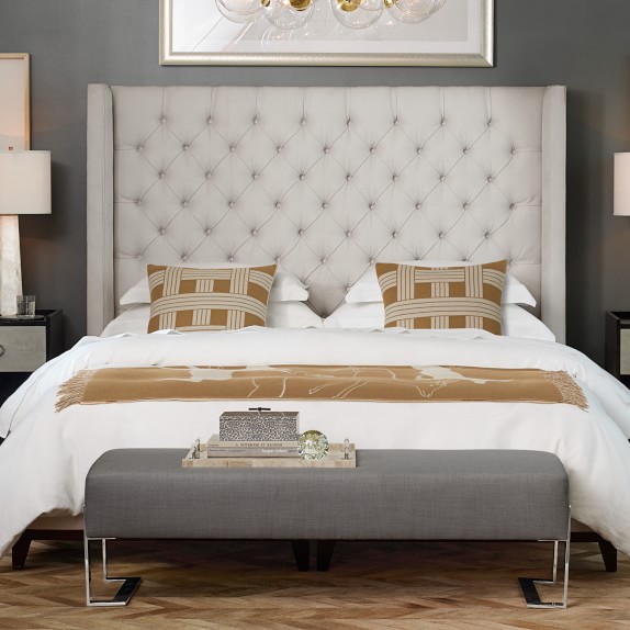 high back tufted king bed