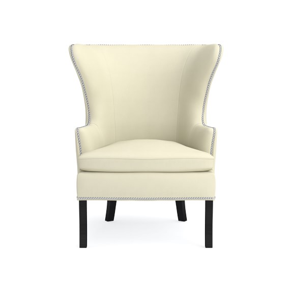 cream leather wingback chair