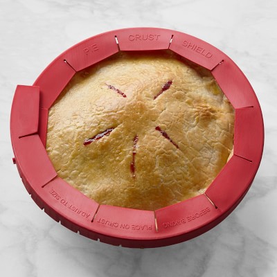 Williams Sonoma Silicone Adjustable Pie Crust Shield, Red