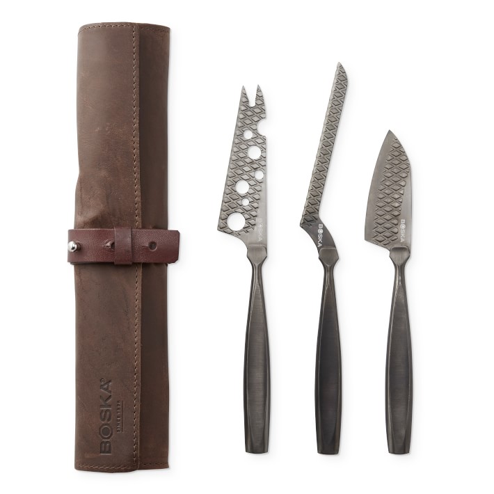 Boska Monaco Black Leather Cheese Knife Set Williams Sonoma