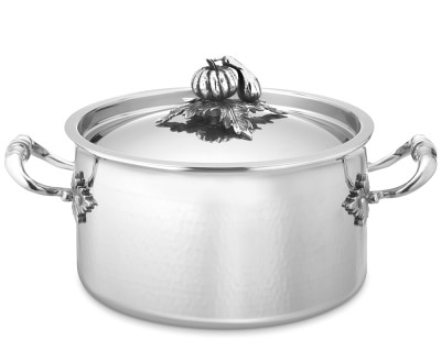 Ruffoni Opus Prima Hammered Stainless-Steel Soup Pot with Pumpkin Knob, 3 1/2-Qt