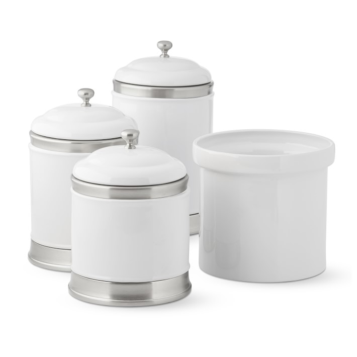 Williams Sonoma Ceramic Canisters & Utensil Holder Set Williams Sonoma