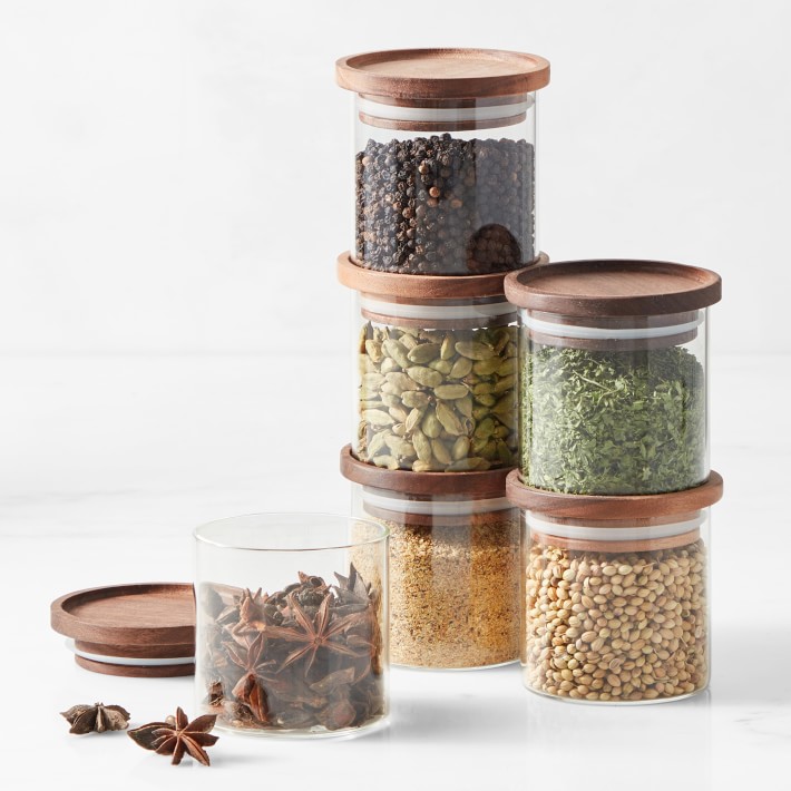 Hold Everything Stacking Spice Jars, Walnut | Williams Sonoma