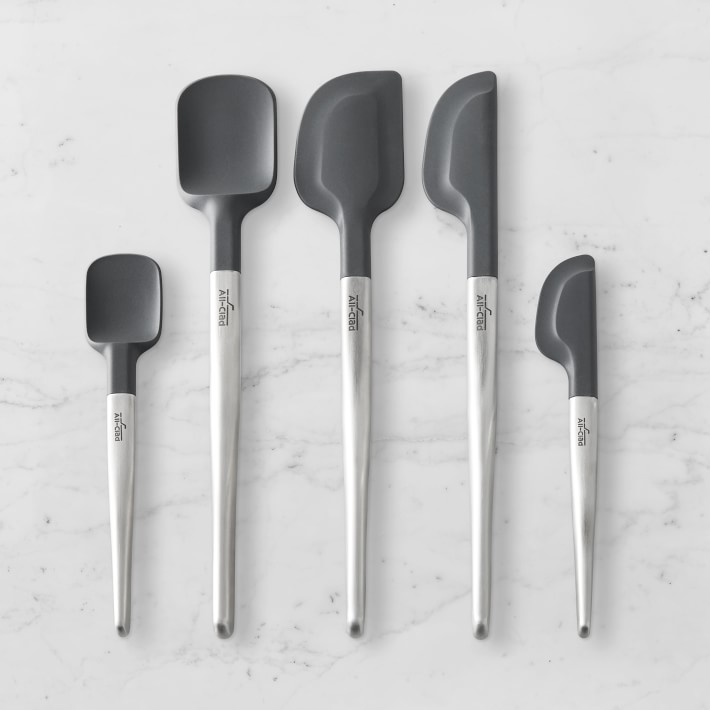 Baking And Serving Stainless Steel and Black All Clad Silicone Tools 5-Piece Ultimate Set For Cooking 