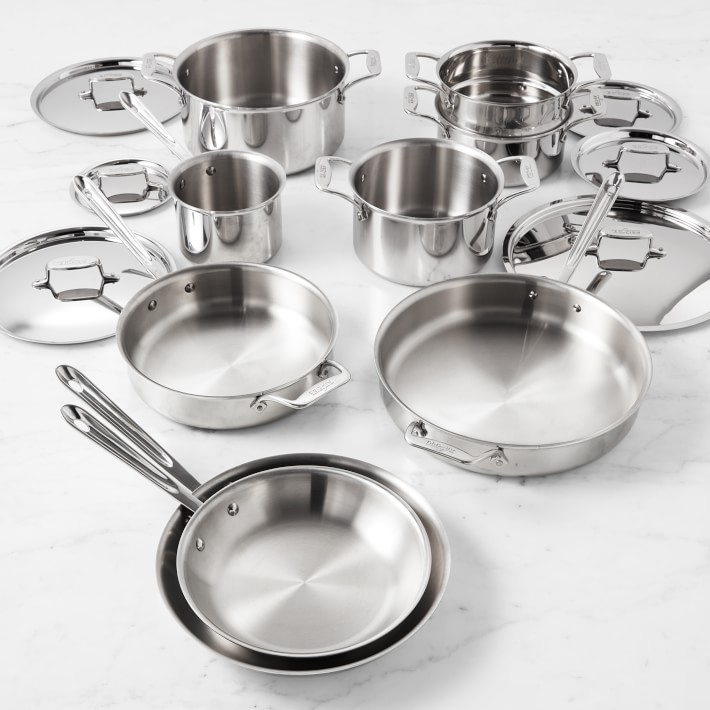 AllClad d5 StainlessSteel 15Piece Cookware Set Williams Sonoma