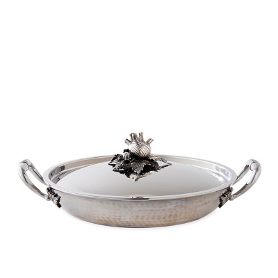 Ruffoni Opus Prima Hammered Stainless-Steel Gratin with Fennel Knob, 4-Qt.