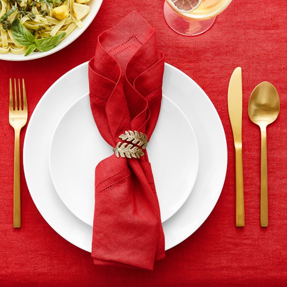 Antique Brass Leaf Napkin Rings Williams Sonoma