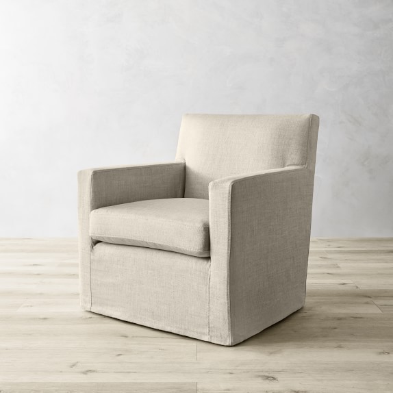 linen slipcover swivel chair