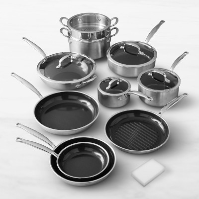 GreenPan™ Premiere Stainless-Steel Ceramic Nonstick 15-Piece Cookware Set