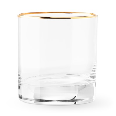 Gold Rim Double Old-Fashioned Glasses, Set of 4