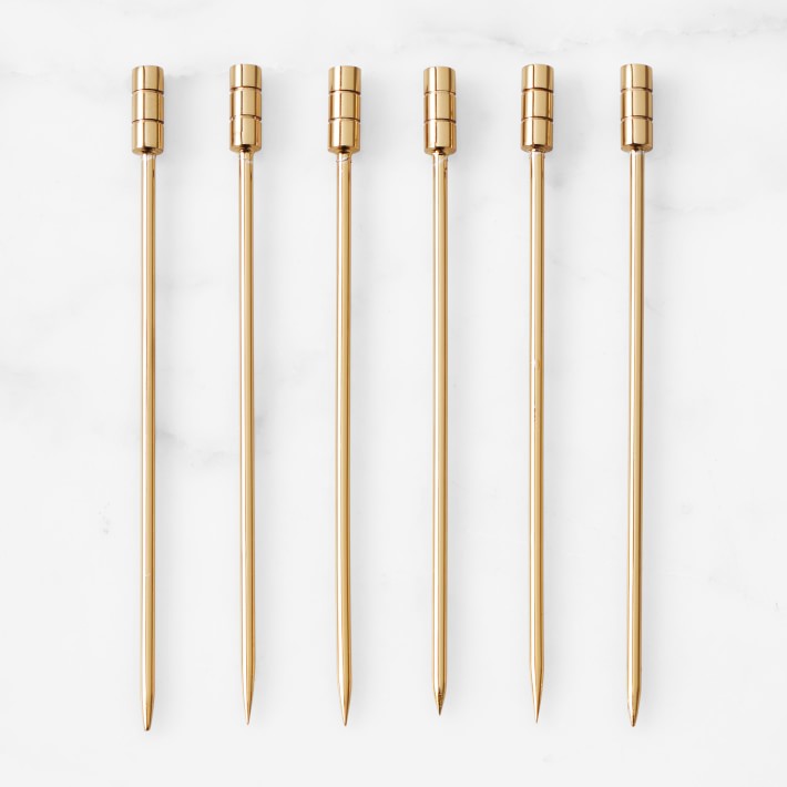 Antique Brass Cocktail Picks, Set of 6 Williams Sonoma