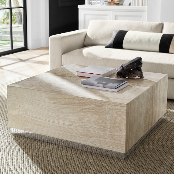 williams sonoma travertine coffee table