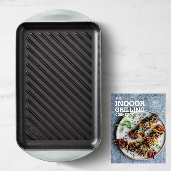 Le Creuset Cast Iron Skinny Grill Pan with Cookbook Williams Sonoma