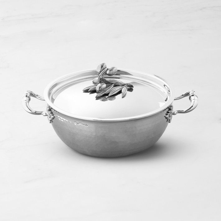 Ruffoni Opus Prima Hammered Stainless- Steel Chef Pan with Olive Knob, 4-Qt.