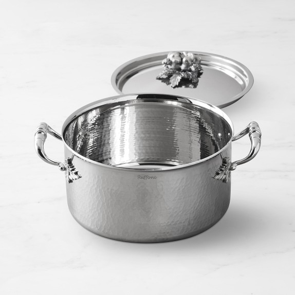 Ruffoni Opus Prima Hammered StainlessSteel Stock Pot with Garlic Knob