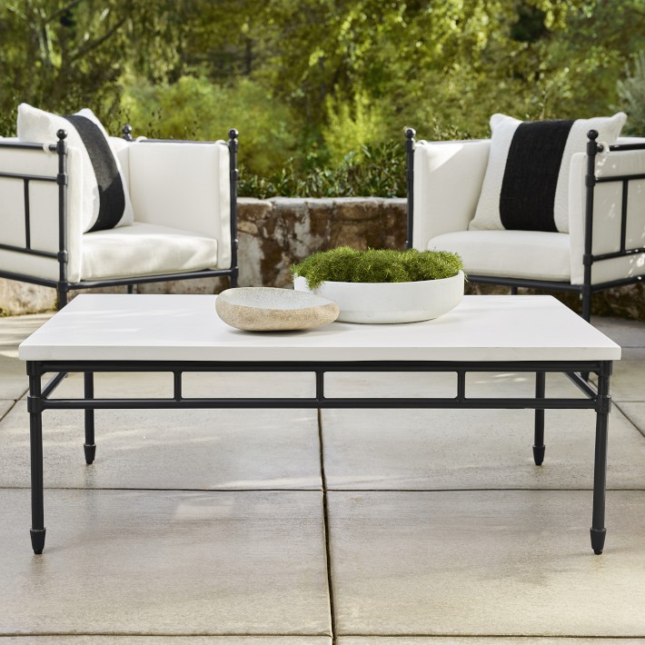 Calistoga Outdoor Fiberstone Rectangular Coffee Table Williams Sonoma