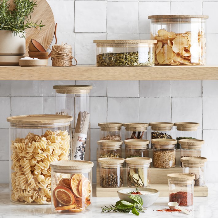 Hold Everything Slim Stacking Canisters, Ashwood | Williams Sonoma