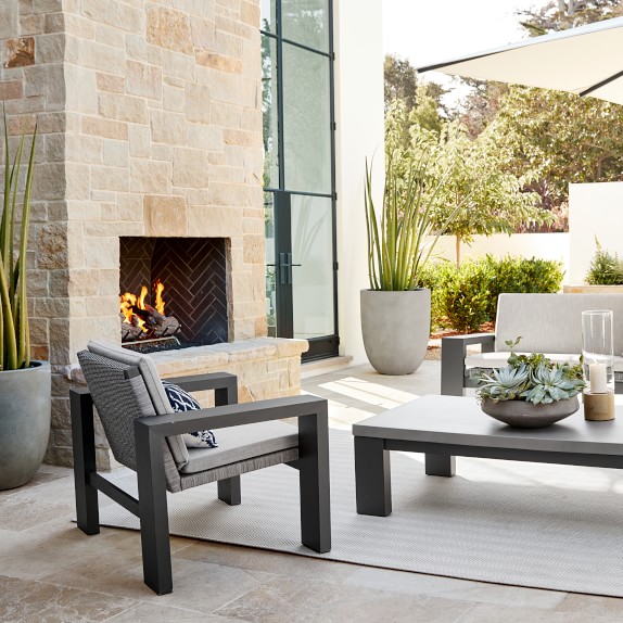 Larnaca Outdoor Slate Grey Metal Fiberstone Coffee Table Williams Sonoma