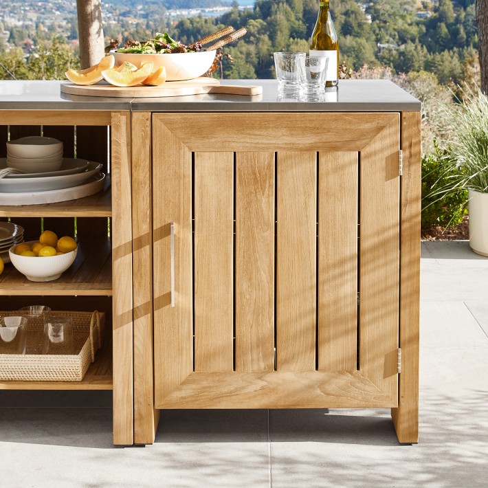 Larnaca Outdoor Teak Kitchen Single Door Williams Sonoma