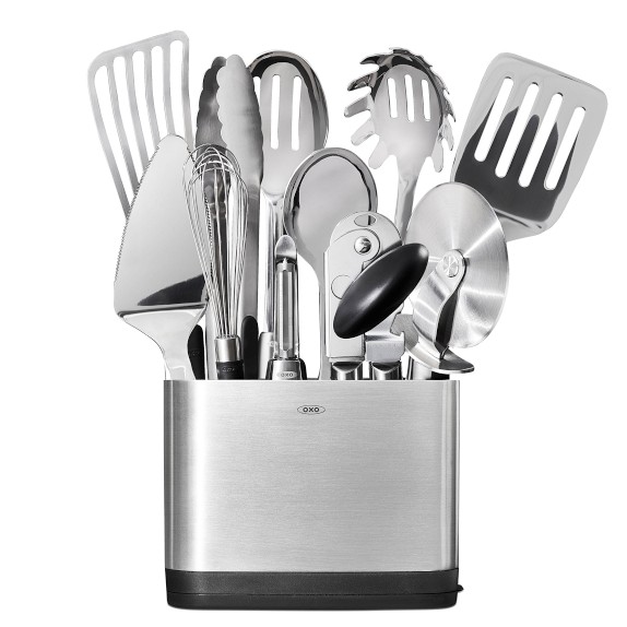 OXO StainlessSteel Utensils with Utensil Holder, Set of 15 Williams