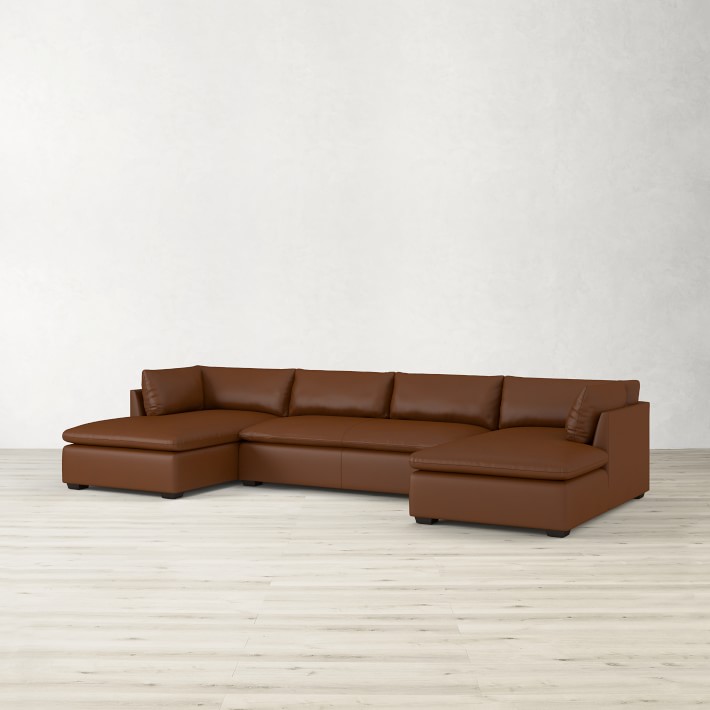 Laguna 3Piece UShape Leather Loveseat with Chaise Williams Sonoma