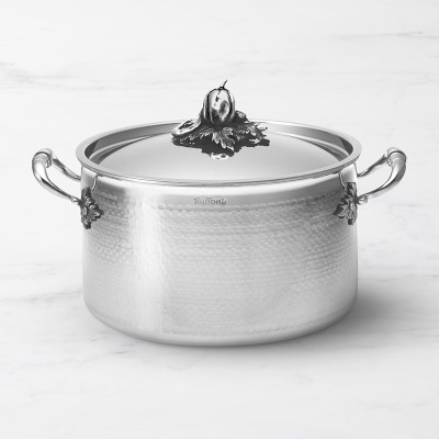 Ruffoni Opus Prima Hammered Stainless-Steel Stockpot with Pepper Knob, 8-Qt.