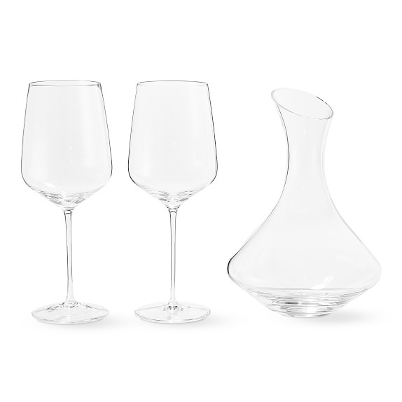 Williams Sonoma Estate Decanter & Wine Glasses, Set of 2