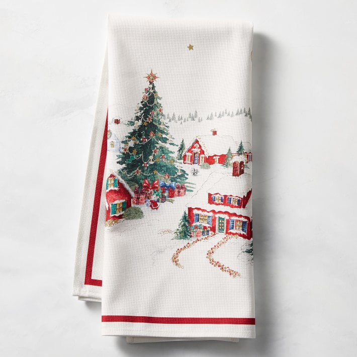 Twas the Night Before Christmas Village Towel, Set of 2