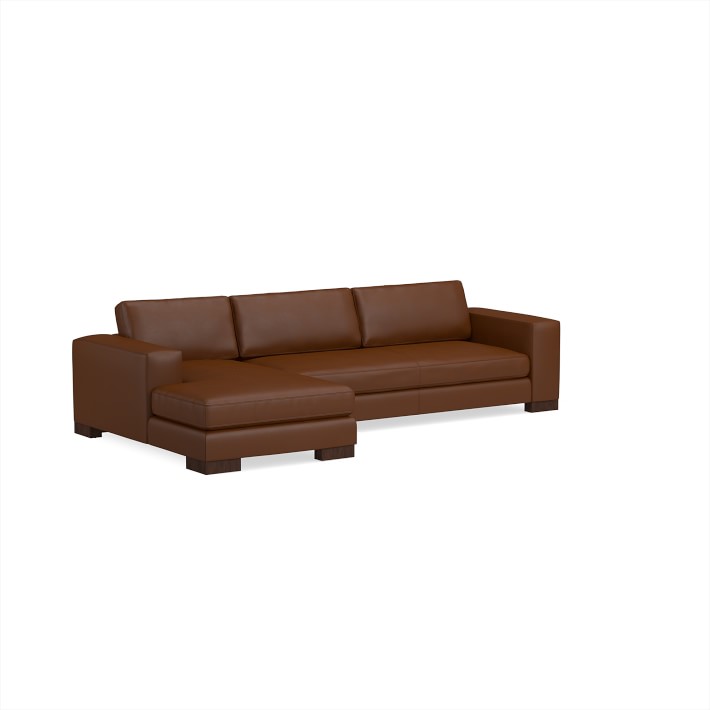 Yountville 2Piece Leather Loveseat Sectional with Wide Chaise, Left