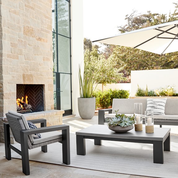 Larnaca Outdoor Slate Grey Metal x All-Weather Weave Sofa | Williams Sonoma