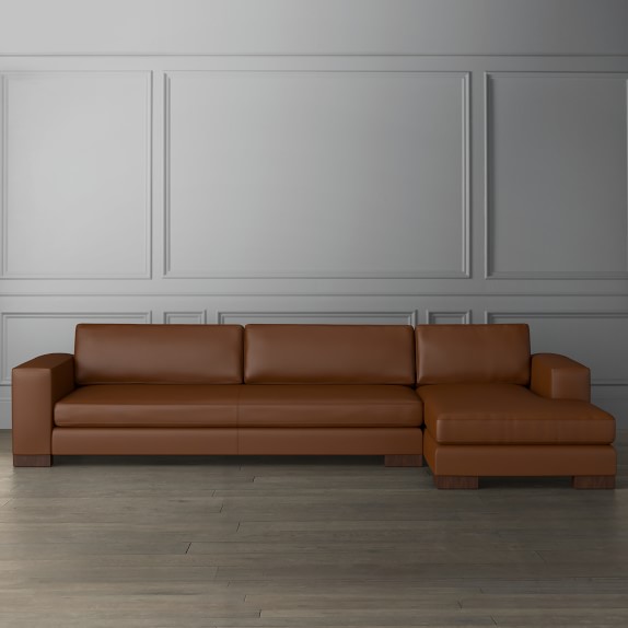 Yountville 2Piece Leather Loveseat Sectional with Wide Chaise, Left