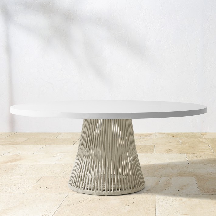 Pasadena Outdoor Fiberstone and Rope Round Dining Table & Pasadena