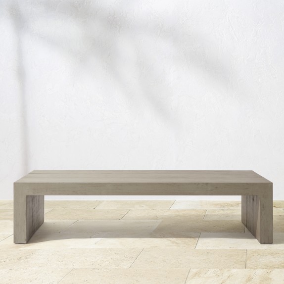 Larnaca Outdoor Grey Teak Rectangular Coffee Table Williams Sonoma