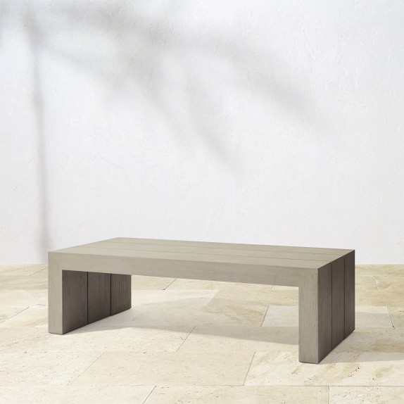 Larnaca Outdoor Grey Teak Rectangular Coffee Table Williams Sonoma