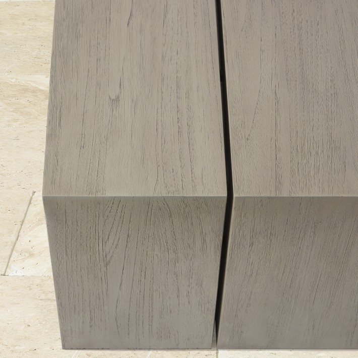 Larnaca Outdoor Grey Teak Rectangular Coffee Table Williams Sonoma