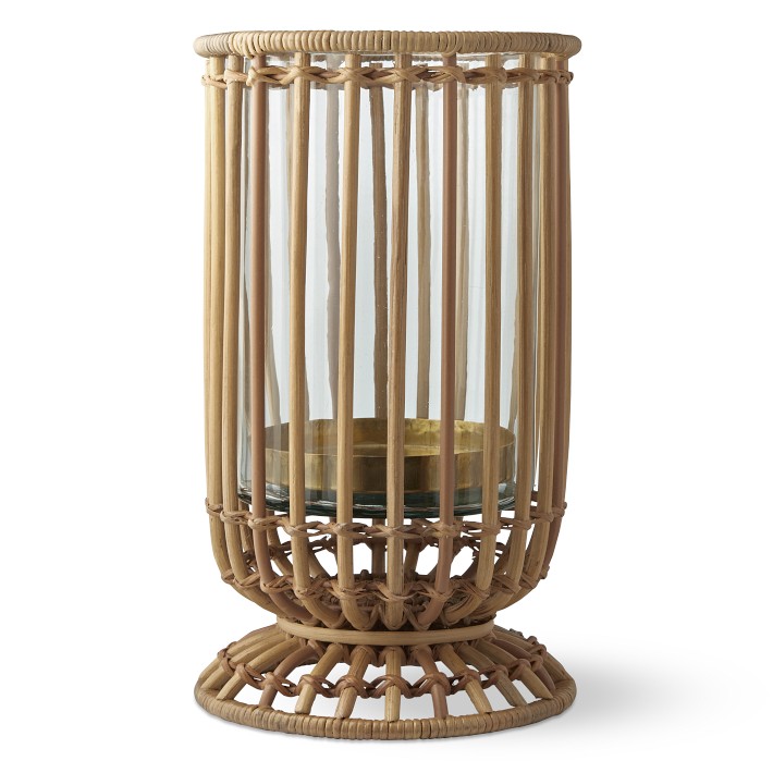 AERIN Wicker Hurricane Candle Holder Williams Sonoma