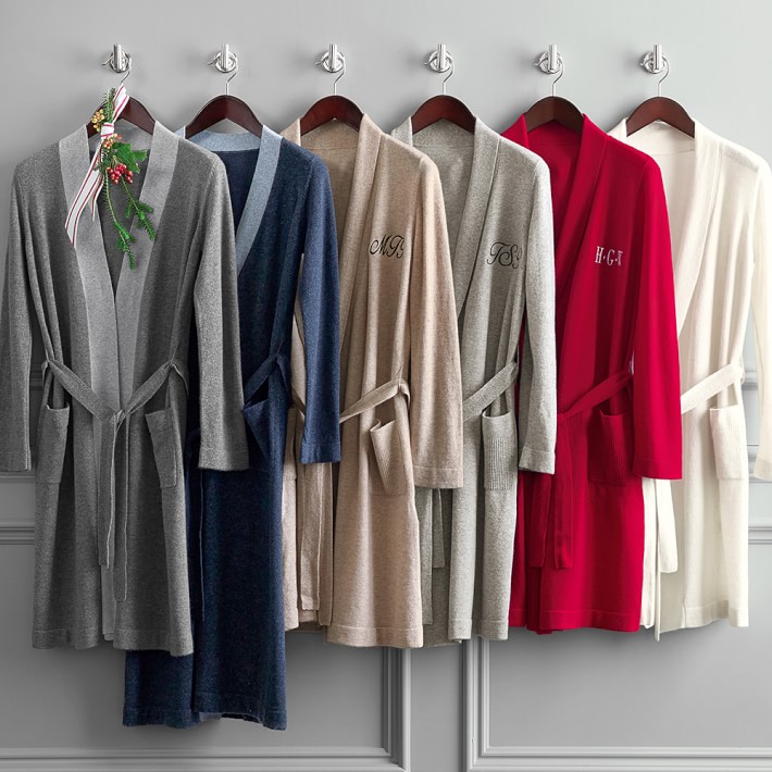 Oatmeal Chambers® Cashmere Bathrobe Williams Sonoma